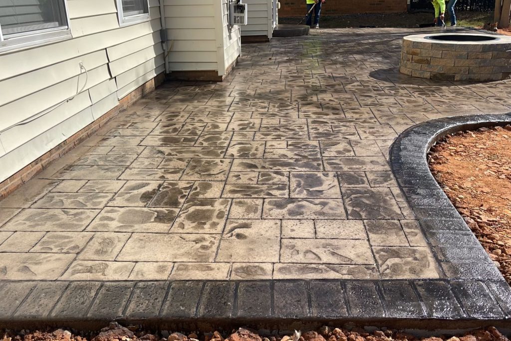 custom stamped concrete outdoor living space